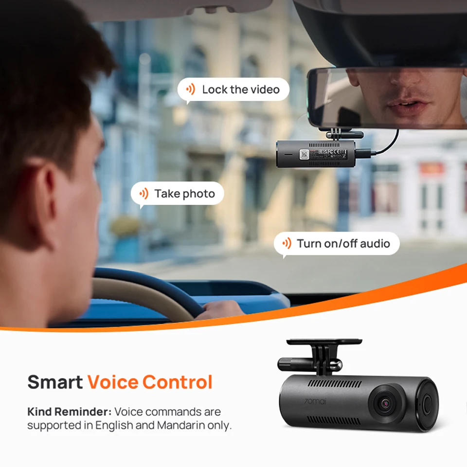 【New】70mai Dash Cam M310 1296P Resolution 130°FOV Smart Voice Control Support 24H Parking Guard Night Vision 70mai M310 Car DVR